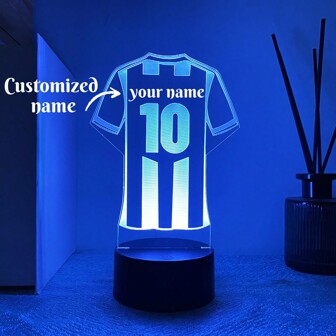 1 pièce Veilleuse personnalisée à capteur tactile 3D Jersey de football, lampe décorative à changement de couleur 7 couleurs, cadeau d'anniversaire/fête pour les fans de football