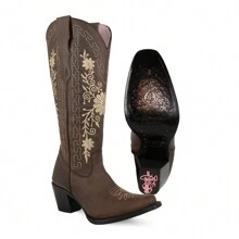 Bota Vaquera Alta para Mujer Modelo Gerbera Color Miel - Marrón Mocha - Ver 4