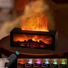 Air Humidifier Flame Fireplace Aromatherapy Machine Desktop Air Diffuser Essential Oil With Timed Colorful Light Remote Control Gifts Birthday Graduation