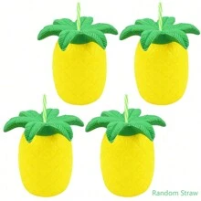 4 pièces Verres à pieds d'ananas avec couvercles et pailles, set de verres à boire pour fête. Verres à boire d'ananas avec couvercle et paille pour fête d'été, mariage, plage, thème tropical hawaïen (style de pailles aléatoire)