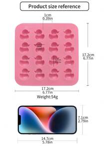 1 molde de silicona para galletas de chocolate con forma de pato de 16 cavidades - Rosa - Ver 2