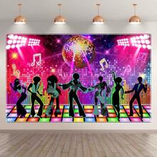 Disco Party Graduation Party Background Cloth With Shiny Neon Stage Tapestry, Party Decoration, Home Party Scene Decoration