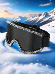1pc Bling Rhinestone Ski Goggles With Multifunctional Protection, Extra Large Frame Silicone Anti-Wind Ski Goggles, Anti-Dust Desert Sandstorm Ski Eyewear For Skiing, Riding, Outdoor Sports, Washable - Multicolor - View 11