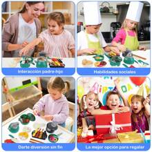 Juego de Juguetes de Cocina, Mini Juguetes de Cocina de Simulación para Niños, Utensilios de Cocina, que Incluyen Ollas a Presión, Cocinas de Inducción y Cubiertos, Comida - Conjunto verde de 61 piezas - Ver 9