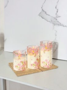Set de 3 velas LED sin llama, velas LED con parpadeo, mecha en forma de lágrima mejorada, velas electrónicas a pilas con control remoto y temporizador, decoración de mesa central, decoración de bodas
