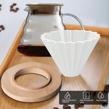 MYVIT 手冲咖啡壶套装、陶瓷手冲咖啡滴漏漏斗、竹制咖啡架、家用咖啡制作工具 - 均碼 - 查看 8