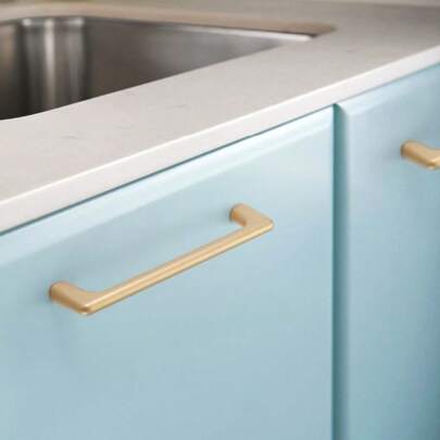 10pcs Champagne Gold Cabinet Handles - Aluminum Alloy Drawer Pulls, Brass Metallic Finished, Multi-Component Painted Cabinet Hardware, Suitable For Kitchen And Furniture