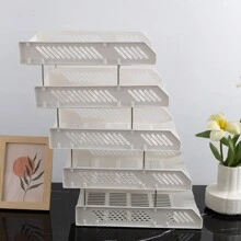 5-Layer Plastic File Tray, Desk Organizer For Office Supplies, Horizontal Document Storage Box, Multi-Layer File Rack, File Frame Shelf - Multicolor - View 11