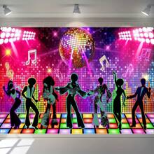 Disco Party Graduation Party Background Cloth With Shiny Neon Stage Tapestry, Party Decoration, Home Party Scene Decoration