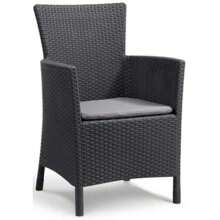 Iowa 3-Piece Rattan Effect Storage Table Balcony Bistro Set - Graphite - GraphiteWithGreyCushions1 - View 2