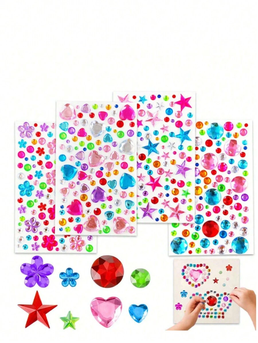 880pcs Gem Bead Stickers Rhinestones For Crafts Self Adhesive Jewels Acrylic DIY Craft Decorative Rhinestone Stickers For Girls Kid, Kid Craft Craft Kids, Sticker>Kids Stickers, Gemstone Sticker,Gem Stickers,Arts And Crafts Kids,Small Stickers , Back To School Gifts
