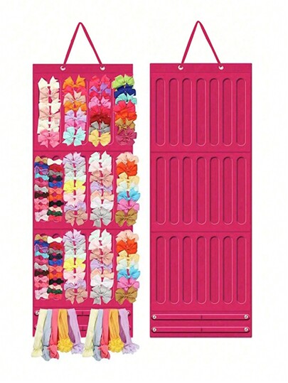 1 pieza Bolsa de almacenamiento extra grande para accesorios para el cabello, organizador decorativo para pinzas para el cabello, diademas, scrunchies, joyas y talla grande, montado en la pared, adecuado para uso diario, almacenamiento de gafas, color rojo rosa, ideal para fiestas de revelación de género, perfecta para cumpleaños, bodas, fiestas, el regalo perfecto para colegas, amigos y familiares, vuelta al colegio