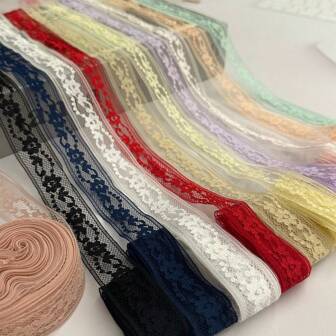 10 米/卷尼龙蕾丝边饰面料，多色，台湾制造，质地光滑，镂空花卉蕾丝 DIY 工艺缝纫用品包装