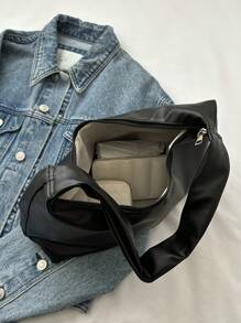 Elegant Minimalist Crescent Design Ladies Shoulder Handbag - Black - View 8
