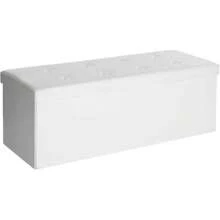 Faux Leather Folding Storage Ottoman Bench 43 Inch - White - 1 - View 8