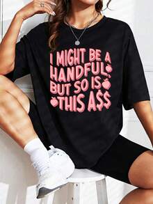 Summer Casual Women's Round Neck T-Shirt, Slim Fit Short Sleeved T-Shirt