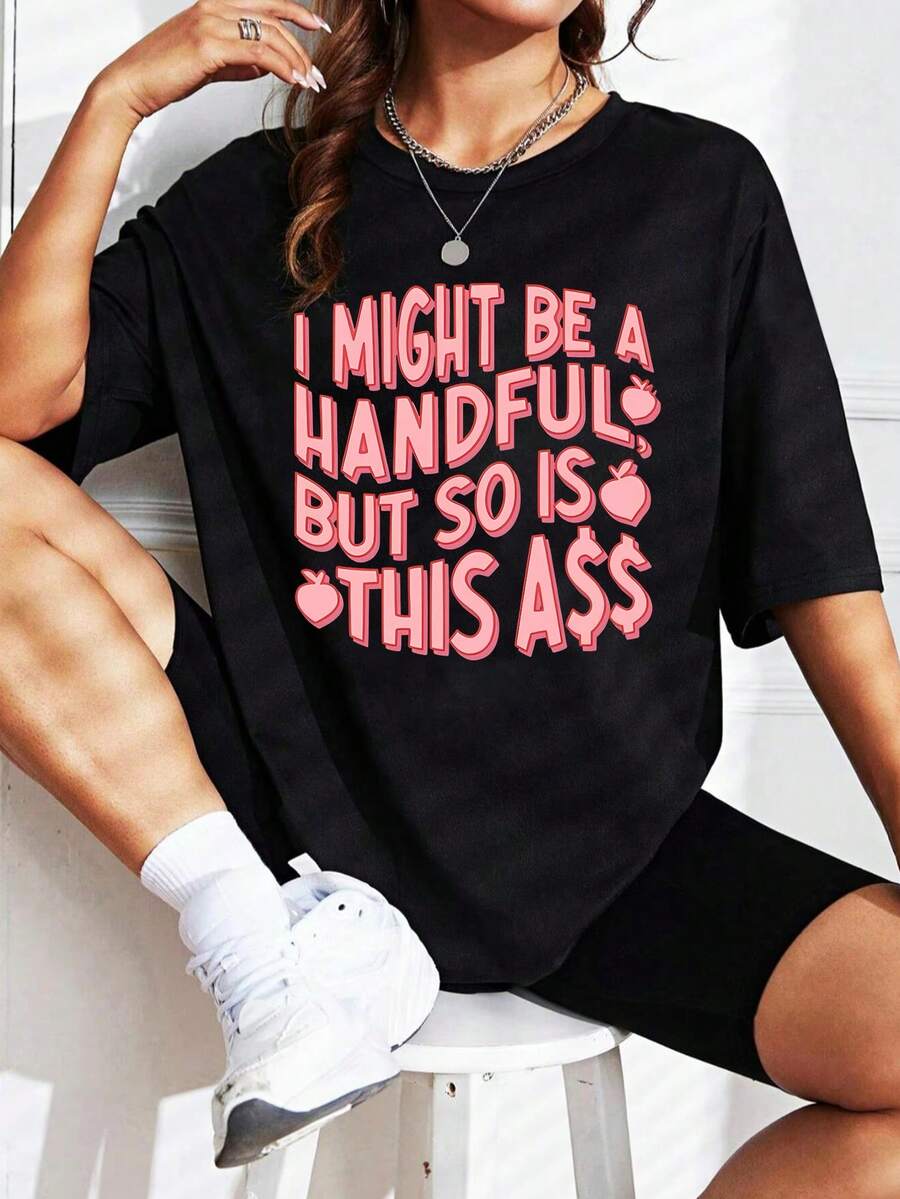 Summer Casual Women's Round Neck T-Shirt, Slim Fit Short Sleeved T-Shirt