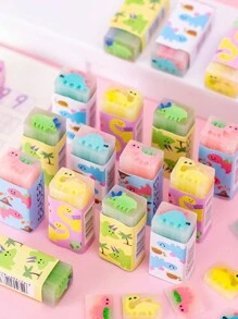 3 件随机恐龙和水果设计软橡胶橡皮擦，适用于学生、学习用品、礼物，可爱又干净 - 彩色 - 查看 8