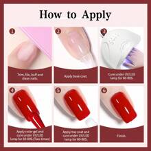 JR JR 6pcs 16ml Gel Nail Polish Set Including Red Pink Nude Gel Polish Kit UV LED Soak Off Polish Home DIY Top Coat Base Coat Gifts For Girl