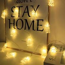 1 PC 10/20/30/40 Eid Mubarak Lantern Ramadan String Lights Hanging Decorative Lamp Battery Powered Suitable For Home Garden Bedroom Yard Ramadan Festival Party Shop Decoration Gifts Birthday Graduation - Yellow - View 2