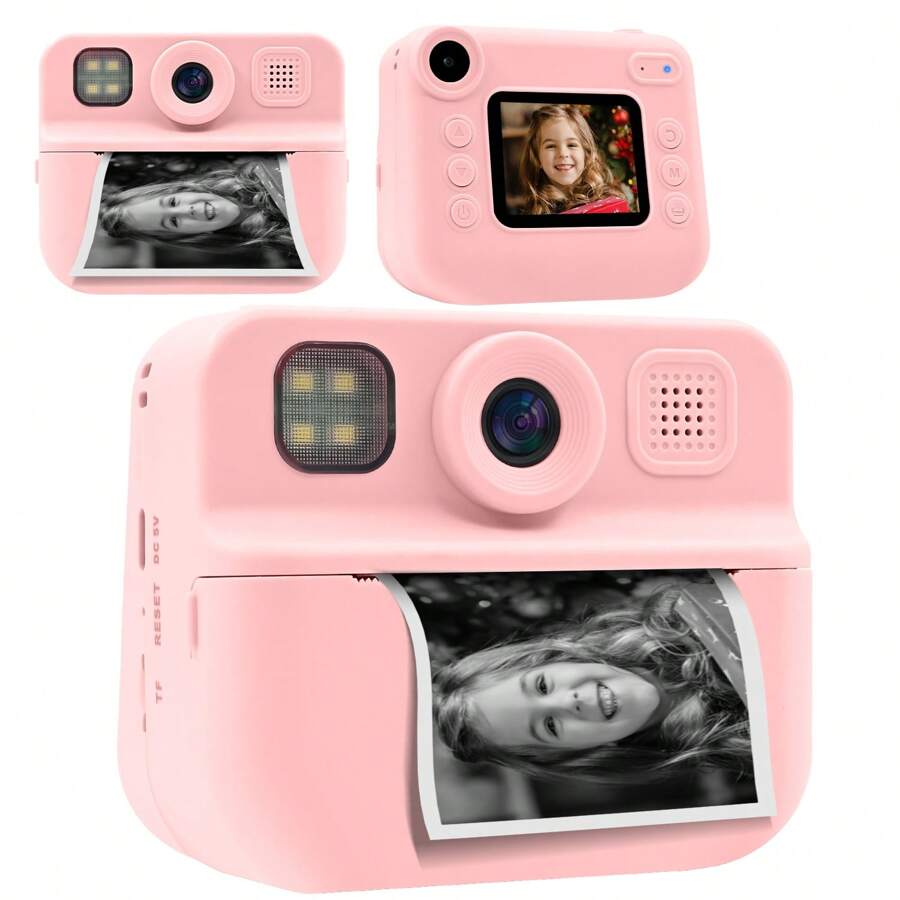 儿童即时打印相机，带卷纸胶卷的即时打印照片相机，3-12 岁儿童迷你学习玩具相机生日假期旅行礼物