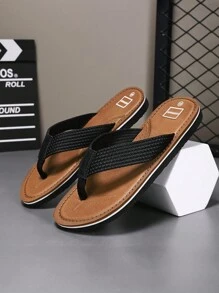 2025春夏新款男士人字拖，时尚户外沙滩拖鞋，韩版EVA编织带，软底室内浴室拖鞋，淋浴鞋 - 彩色 - 查看 16