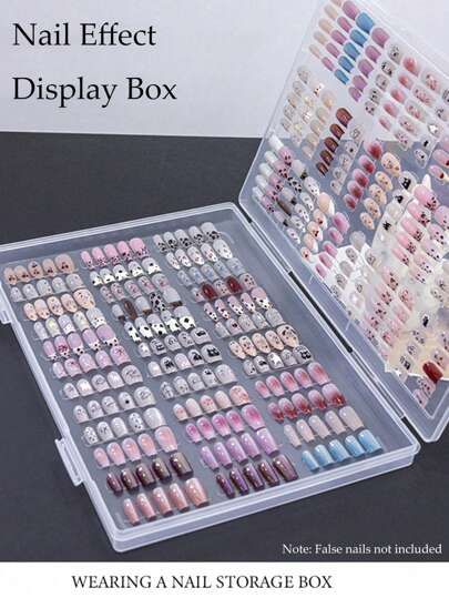 1pc Dustproof Large Capacity Nail Art Storage Box, Wearable Nail Display Board, Transparent Plastic Makeup Organizer Box For Nail Art Supplies