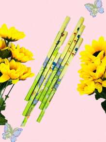 1 Set de 6 lápices en estuche con diseño de caja con dibujos animados, kit de papelería escolar