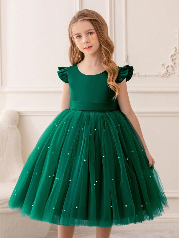 Robe de fête en tulle froufrou pour jeune fille, style princesse élégante, convient pour les robes de filles, les anniversaires, la Saint-Valentin, les bals, les fêtes, le port quotidien, les représentations et les spectacles sur scène