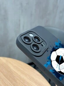 1 Stück TPU matter schwarzer Tornado Football Grafik Handyhülle, kompatibel mit Apple, A/S Serie, Redmi Note, OPPO A/Reno, INFINIX Handys. 2 Kamera Loch Stile, zufällige Lieferung