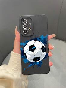 1 Stück TPU matter schwarzer Tornado Football Grafik Handyhülle, kompatibel mit Apple, A/S Serie, Redmi Note, OPPO A/Reno, INFINIX Handys. 2 Kamera Loch Stile, zufällige Lieferung