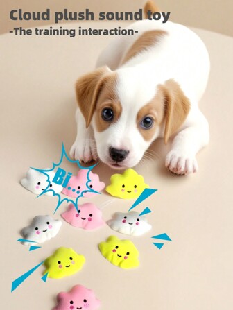 1 söt tecknad liten moln plyschleksak för husdjur, den är liten men söt hundleksak Kattleksak kan göra ljudleksak Husdjur interaktiv Kasta och leka leksak