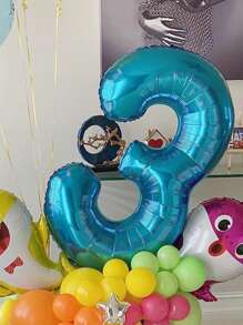 1pc 40 Inch Blue Number Balloons, Aluminum Foil Helium Balloons For Birthday Party Decoration, Anniversary Celebrations