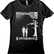 Original Entrapment - Adam And Eve Garden Of Eden Atheist Biblical Satire Of Original Sin Screen Printed On Women's T-Shirt