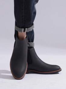 VOSTEY SHOESMORE Men's Chelsea Black Boots Casual Nubuck Dress Pull On Retro Brown Boot For Men - AMY8402A-黑色 - 查看 7