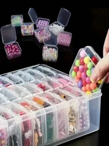 30/60 unidades Caja de almacenamiento de plástico, 30 compartimentos con pequeños contenedores - Organizador claro de joyería y artículos pequeños, solución para el hogar, suministros de manualidades y costura - Contenedores multiusos a presión, adecuados para el hogar y la residencia, caja de joyería Día de San Valentín Sol Viaje Fresco, Decoración de habitación - Multicolor - Ver 6