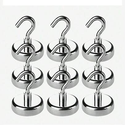 10入組/袋磁力掛鉤重型款,25磅超強力鈷鐵金屬掛鉤可掛物,適用於郵輪露營燒烤廚房冰箱車庫牆面掛鉤
