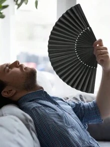 Leque de mão retrô preto estilo chinês, leque dobrável com cabo de bambu e tecido de seda, para dança, casamento e festa, adequado para amantes da dança chinesa - ventilador + saco de ventilador - Ver 6