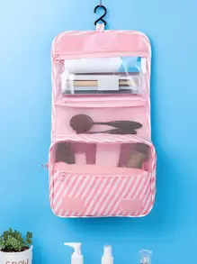 KIT 2 Bolsa Organizadora de Viagem para Higiene Pessoal com Divisória e Cabide Gancho Estampado