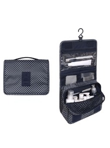 KIT 2 Bolsa Organizadora de Viagem para Higiene Pessoal com Divisória e Cabide Gancho Estampado