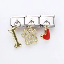 1 pieza Componentes para pulsera de acero inoxidable estilo italiano, con tres colgantes combinados, para hacer joyas DIY de pulseras y collares, se puede combinar libremente con diferentes estilos - módulo italiano - Ver 18