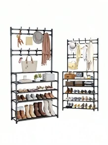 Zapatero para armario DE 5 NIVELES Y 4 NIVELES ,organizador de zapatos con sombrero, perchero, estante de entrada para almacenamiento - Negro - Ver 3