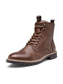 VOSTEY SHOESMORE Men's Fashion Black Boots Casual Dress Boots Motorcycle Zipper Chukka Brown Boots For Men - BMY8049-棕色 - 查看 10