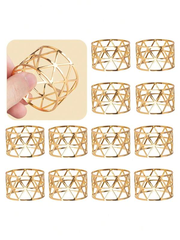 ﻿ 24PCS – Napkin Rings, Gold Napkin Rings Set Of 12, Holiday Napkin Holders For Dining, Anniversary, Birthday, Romantic Candlelight Dinner, Holiday