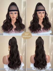 Claw Ponytail Extension Hair Accessories 18-20 Inch Long Natural Wave Heat Resistant Fiber Synthetic Ponytail Hairpiece for Women Daily Used black brown - Brown - View 9