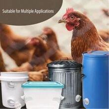 4 口自动鸡喂食器，DIY 家禽喂食器套件，带 4 个塞子和 1 个孔锯，防风雨可重复使用重力鸡喂食器，适用于桶、桶、板条箱、食槽