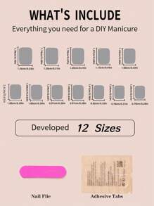 24 件/套新款短方形按压式指甲 DIY 水钻装饰女士指甲，冬季时尚美甲套装包括 1 个指甲锉和 1 个果冻凝胶指甲，礼盒适合女孩、节日、婚礼、派对美甲用品指甲