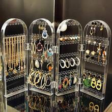 Jewelry Display Rack Necklaces Rings Plastic Folding Holder Large Capacity Bracelets Storage Hanger With Stud Earrings Holes