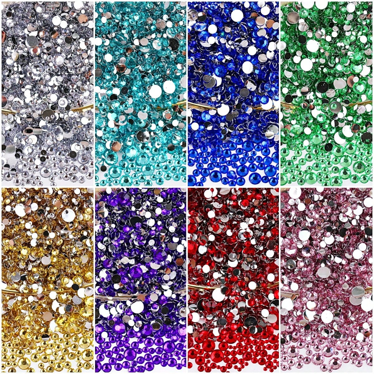 2mm-6mm Mixed Size, 2000pcs/Pack, Multi-Color, Flat Back Round Crystal Rhinestone Gems, DIY Nail Art Stones, Diamond Design Accessories, Glitter Nail Stickers Decor, Suitable For Phone Cases, Clothes, Bags, Shoes, Crafts. Nail Art Supplies, Nail Decorations. Nails