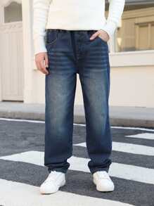Jeans amples de printemps pour adolescents, style délavé. Pantalon en jean décontracté pour adolescents/adolescents garçons
